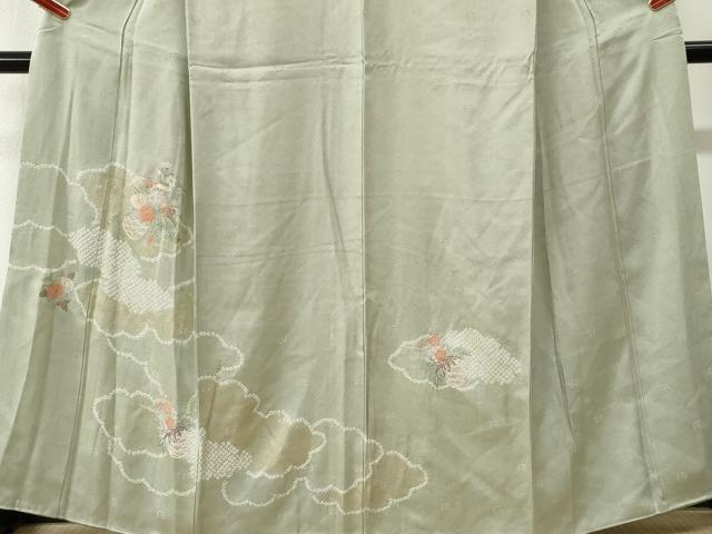 平和屋着物●中国三大刺繍　スワトウ刺繍　総刺繍　訪問着　雲重ね花籠文　金彩　正絹　逸品　CABK7477yc