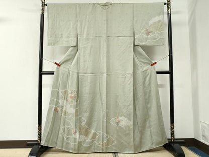平和屋着物●中国三大刺繍　スワトウ刺繍　総刺繍　訪問着　雲重ね花籠文　金彩　正絹　逸品　CABK7477yc