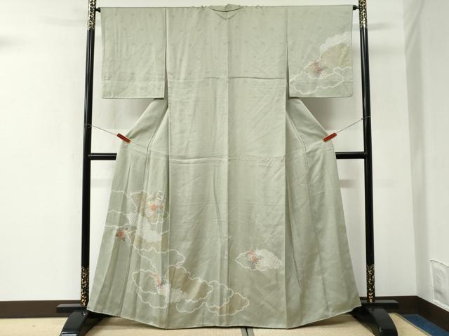 平和屋着物●中国三大刺繍　スワトウ刺繍　総刺繍　訪問着　雲重ね花籠文　金彩　正絹　逸品　CABK7477yc