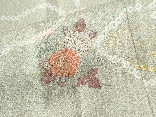 平和屋着物●中国三大刺繍　スワトウ刺繍　総刺繍　訪問着　雲重ね花籠文　金彩　正絹　逸品　CABK7477yc