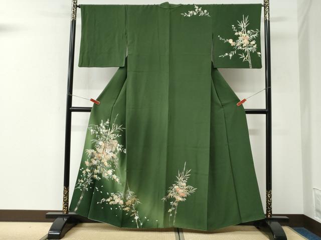 平和屋着物●訪問着　御所車笹竹草花文　暈し染め　金彩　正絹　逸品　CABK7479yc