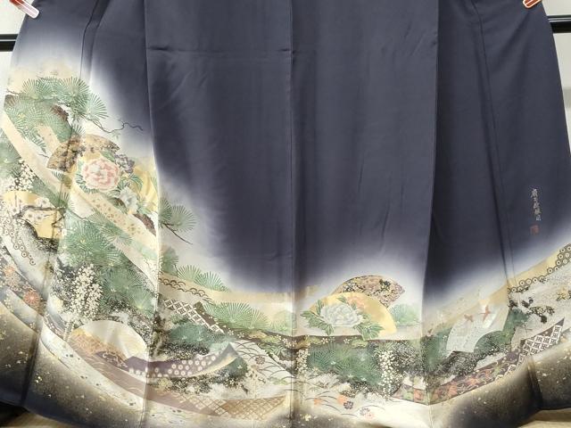 平和屋着物●豪華色留袖　作家物　寿光織　扇面優雅図　暈し染め　金糸　さが美扱い　正絹　逸品　CABK7480yc