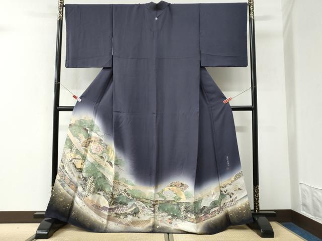 平和屋着物●豪華色留袖　作家物　寿光織　扇面優雅図　暈し染め　金糸　さが美扱い　正絹　逸品　CABK7480yc
