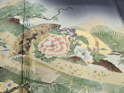 平和屋着物●豪華色留袖　作家物　寿光織　扇面優雅図　暈し染め　金糸　さが美扱い　正絹　逸品　CABK7480yc