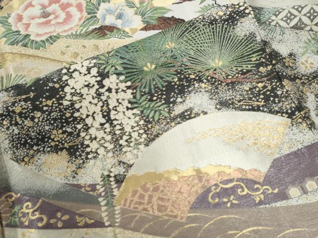 平和屋着物●豪華色留袖　作家物　寿光織　扇面優雅図　暈し染め　金糸　さが美扱い　正絹　逸品　CABK7480yc