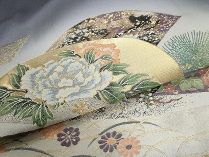 平和屋着物●豪華色留袖　作家物　寿光織　扇面優雅図　暈し染め　金糸　さが美扱い　正絹　逸品　CABK7480yc