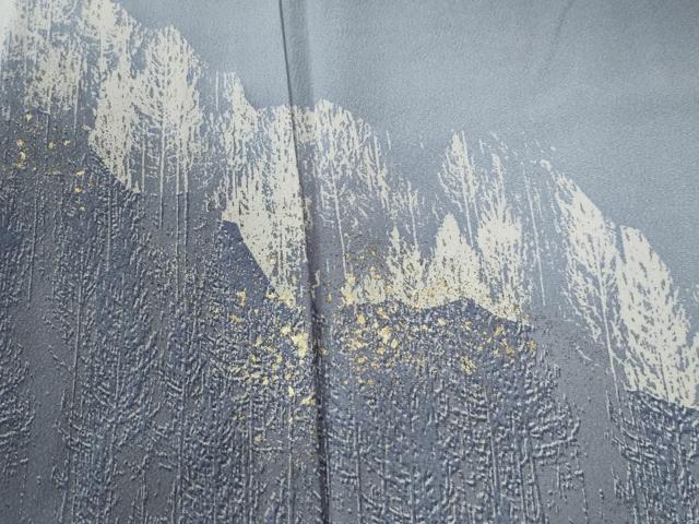 平和屋着物●日展作家　山本唯与志　レリーフ染　訪問着　樹林文　暈し染め　金彩　正絹　逸品　CABK7481yc