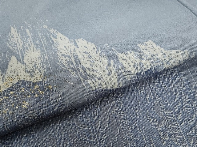 平和屋着物●日展作家　山本唯与志　レリーフ染　訪問着　樹林文　暈し染め　金彩　正絹　逸品　CABK7481yc