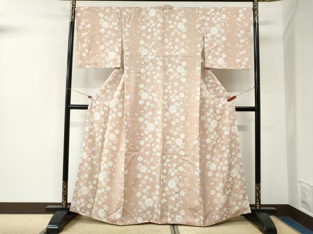 平和屋着物●上質な小紋　雪輪花蝶文　正絹　逸品　CABK7485yc