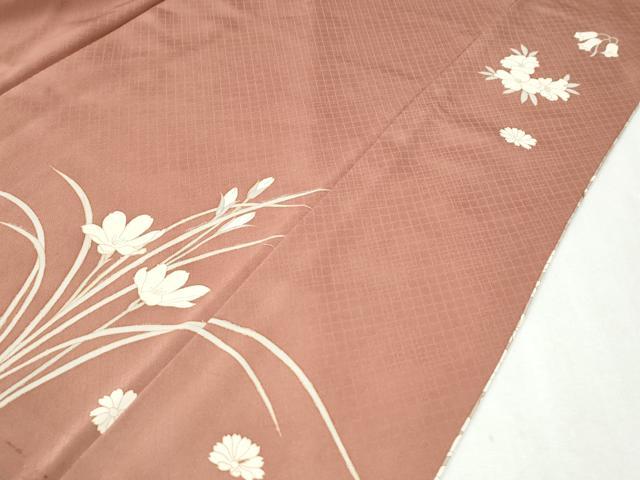 平和屋着物●訪問着　刺繍　牡丹草花文　暈し染め　金彩　正絹　逸品　CABK7491yc