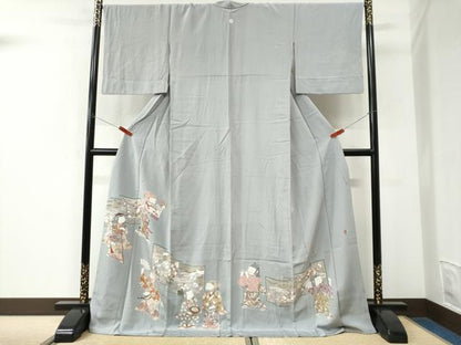 平和屋着物●豪華色留袖　友禅　作家物　屏風楽器人物文　ロング丈　正絹　逸品　CABK7492yc