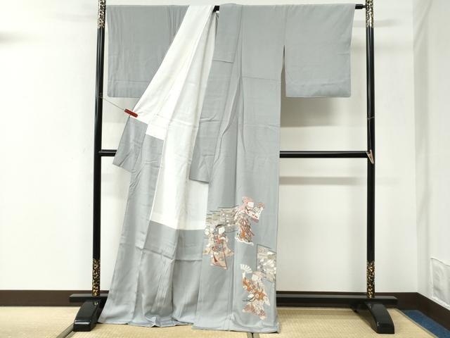 平和屋着物●豪華色留袖　友禅　作家物　屏風楽器人物文　ロング丈　正絹　逸品　CABK7492yc