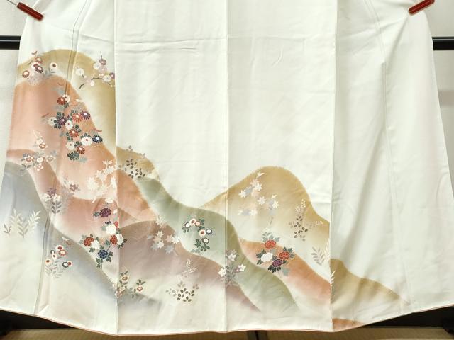 平和屋着物●訪問着　遠山草花文草花文　金彩　正絹　逸品　CABK7493yc