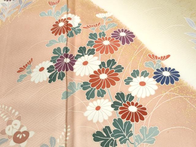 平和屋着物●訪問着　遠山草花文草花文　金彩　正絹　逸品　CABK7493yc