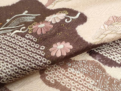 平和屋着物●訪問着　絞り　刺繍　竜田川花松文　金銀彩　正絹　逸品　CABK7498yc
