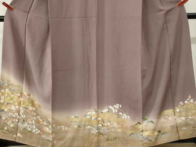 平和屋着物●訪問着　雲取り楓枝花文　暈し染め　金彩　正絹　逸品　CABK7499yc
