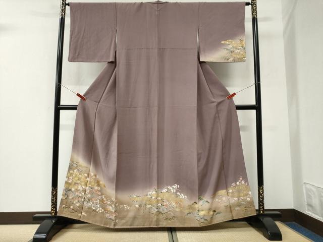 平和屋着物●訪問着　雲取り楓枝花文　暈し染め　金彩　正絹　逸品　CABK7499yc