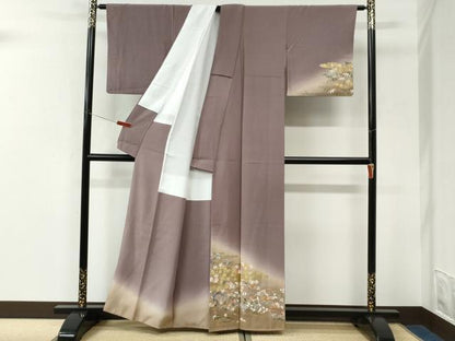 平和屋着物●訪問着　雲取り楓枝花文　暈し染め　金彩　正絹　逸品　CABK7499yc