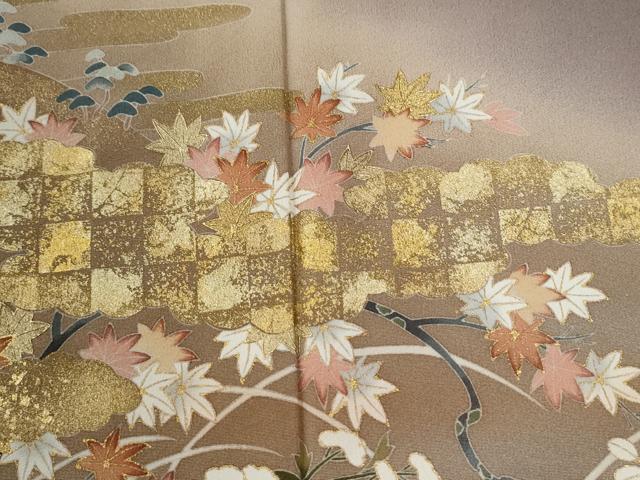 平和屋着物●訪問着　雲取り楓枝花文　暈し染め　金彩　正絹　逸品　CABK7499yc