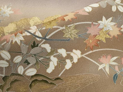 平和屋着物●訪問着　雲取り楓枝花文　暈し染め　金彩　正絹　逸品　CABK7499yc