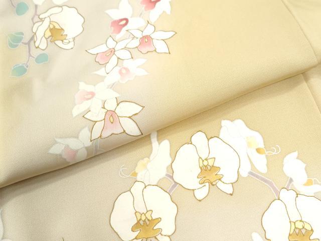 平和屋着物●訪問着　胡蝶蘭　カトレア　暈し染め　金彩　正絹　逸品　CABK7500yc