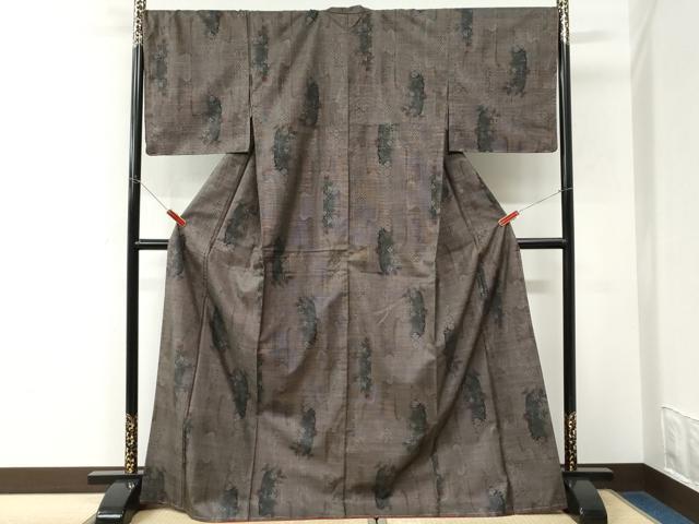 平和屋着物●本場大島紬　9マルキ　草花文　ロング丈　正絹　逸品　未使用　CABK7501yc