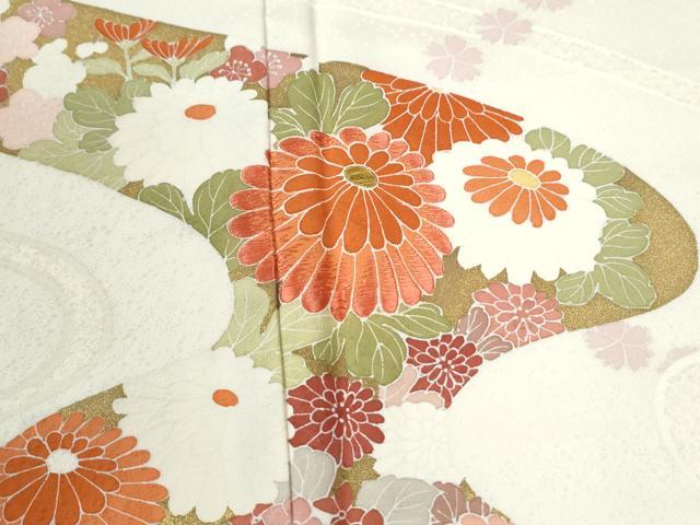 平和屋着物●訪問着　刺繍　菊花文　金彩　ロング丈　正絹　逸品　CABK7502yc