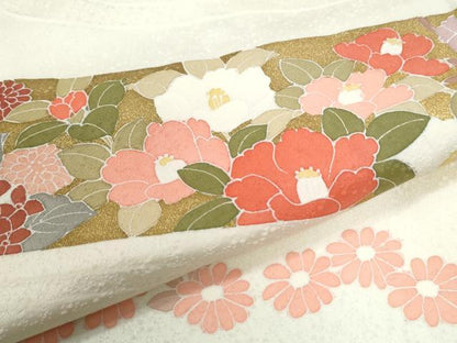 平和屋着物●訪問着　刺繍　菊花文　金彩　ロング丈　正絹　逸品　CABK7502yc