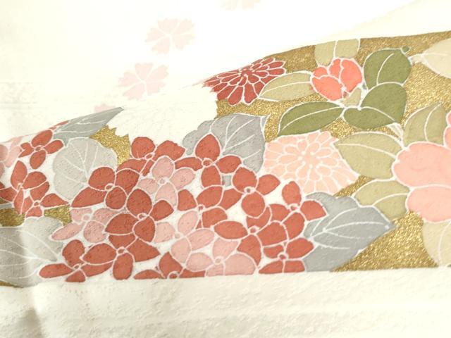 平和屋着物●訪問着　刺繍　菊花文　金彩　ロング丈　正絹　逸品　CABK7502yc