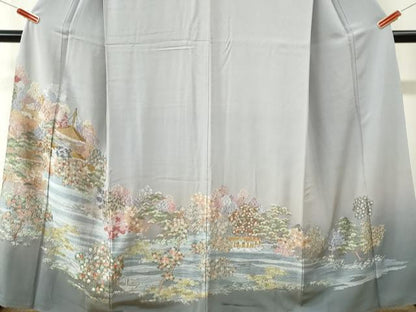 平和屋着物●豪華色留袖　駒刺繍　霞京風景文　暈し染め　正絹　逸品　CABK7504yc