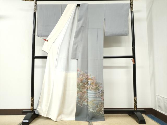 平和屋着物●豪華色留袖　駒刺繍　霞京風景文　暈し染め　正絹　逸品　CABK7504yc