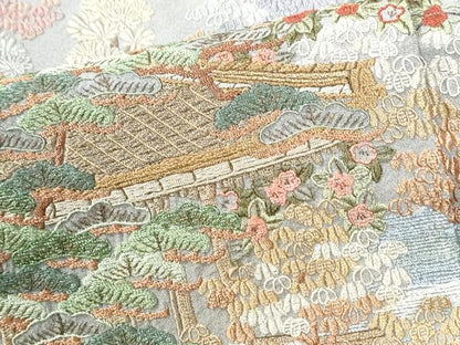 平和屋着物●豪華色留袖　駒刺繍　霞京風景文　暈し染め　正絹　逸品　CABK7504yc
