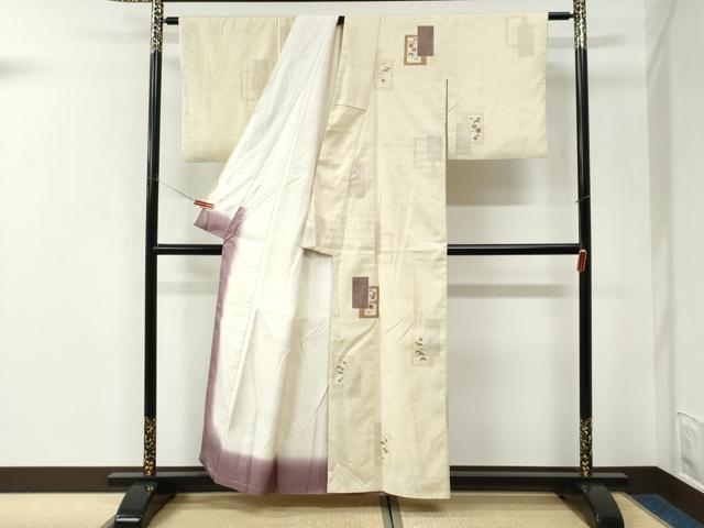 平和屋着物●訪問着　結城紬　80亀甲　短冊重ね松竹梅　正絹　逸品　CABK7505yc
