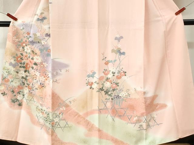 平和屋着物●訪問着　網目草花文　暈し染め　金彩　正絹　逸品　CABK7506yc