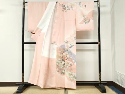 平和屋着物●訪問着　網目草花文　暈し染め　金彩　正絹　逸品　CABK7506yc