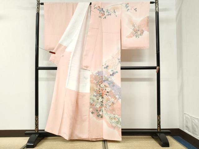 平和屋着物●訪問着　網目草花文　暈し染め　金彩　正絹　逸品　CABK7506yc