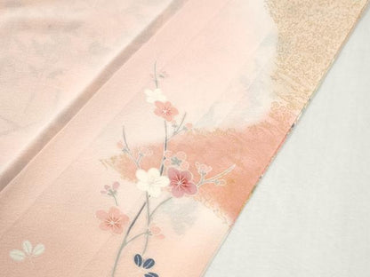 平和屋着物●訪問着　網目草花文　暈し染め　金彩　正絹　逸品　CABK7506yc
