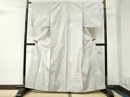 平和屋着物●本場大島紬　白大島　9マルキ　舞花文　正絹　逸品　未使用　CABK7507yc