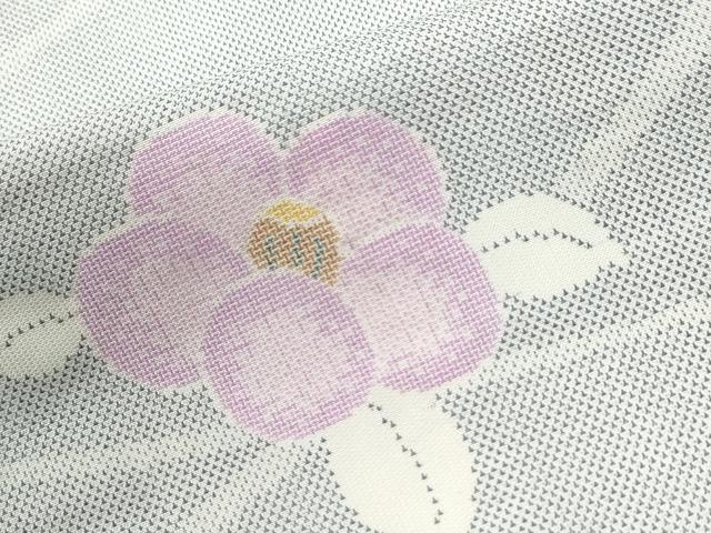 平和屋着物●本場大島紬　白大島　9マルキ　舞花文　正絹　逸品　未使用　CABK7507yc