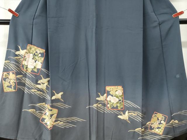 平和屋着物●中国三大刺繍　相良刺繍　総刺繍　色留袖　作家物　破れ色紙飛鶴立波花文　正絹　逸品　CABK7511yc