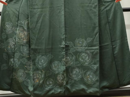 平和屋着物●訪問着　刺繍　地紋起こし　薔薇　金彩　正絹　逸品　CABK7513yc