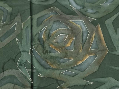 平和屋着物●訪問着　刺繍　地紋起こし　薔薇　金彩　正絹　逸品　CABK7513yc