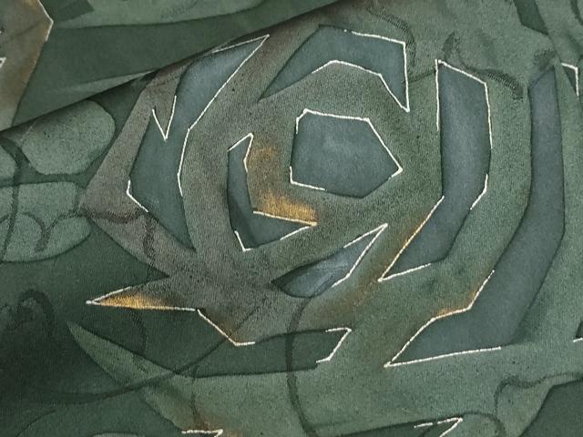 平和屋着物●訪問着　刺繍　地紋起こし　薔薇　金彩　正絹　逸品　CABK7513yc