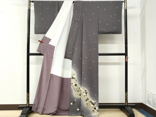 平和屋着物●訪問着　流水枝梅文　暈し染め　金彩　正絹　逸品　未使用　CABK7514yc