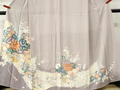 平和屋着物●色留訪問着　牡丹花籠文　暈し染め　金彩　正絹　逸品　CABK7517yc