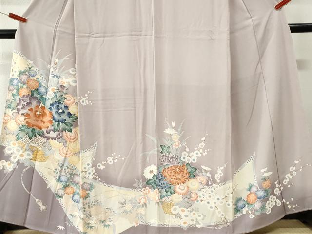 平和屋着物●色留訪問着　牡丹花籠文　暈し染め　金彩　正絹　逸品　CABK7517yc