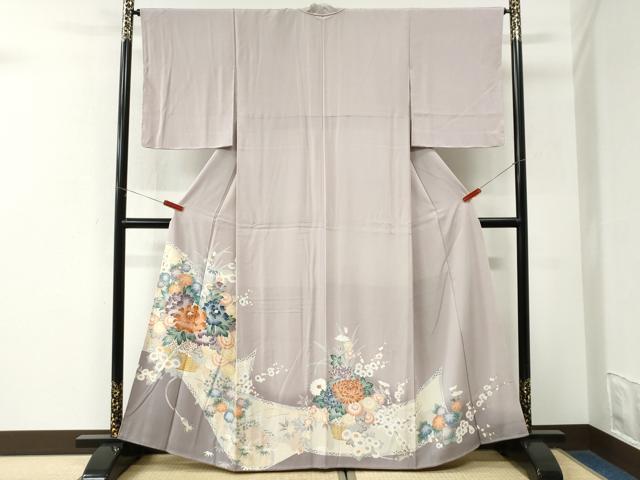 平和屋着物●色留訪問着　牡丹花籠文　暈し染め　金彩　正絹　逸品　CABK7517yc