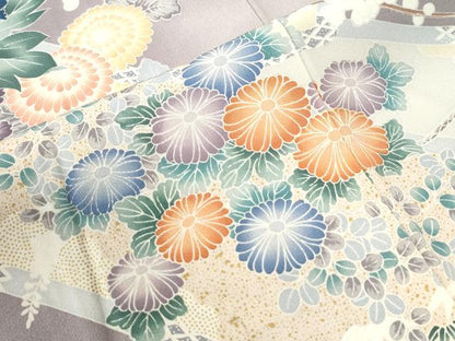 平和屋着物●色留訪問着　牡丹花籠文　暈し染め　金彩　正絹　逸品　CABK7517yc