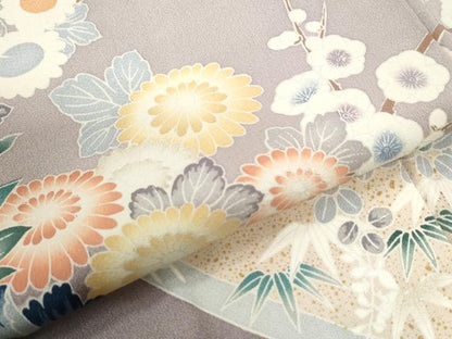 平和屋着物●色留訪問着　牡丹花籠文　暈し染め　金彩　正絹　逸品　CABK7517yc