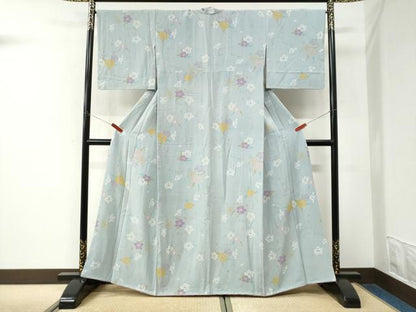 平和屋着物●上質な小紋　草花文　正絹　逸品　CABK7519yc